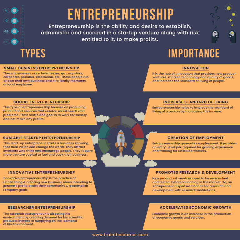 Infographic Importance of Entrepreneurship and types